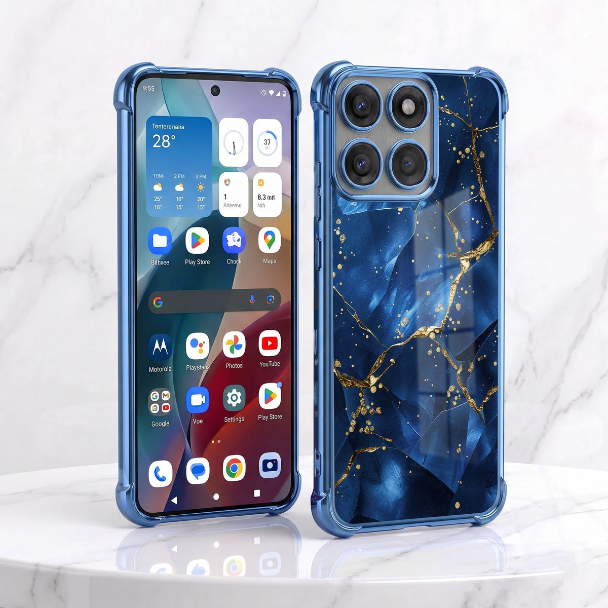 Motorola Edge 60 Pro 5G Blue Crimson Marble Airbags Printed Back Case