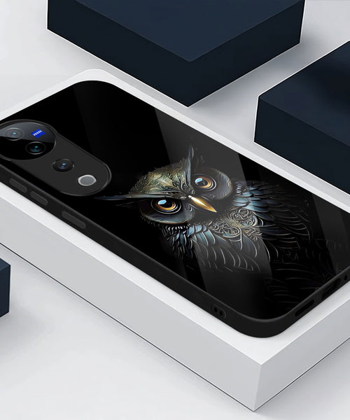 Vivo V40 Pro 5G Premium Acrylic Shockproof Glass Back Case (Midnight Owl)
