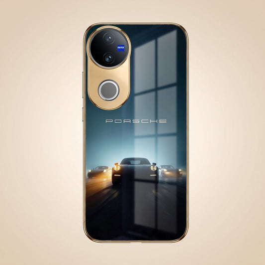 Vivo T4R 5G Porsche Luxury Gold Electroplated Glass Phone Back Case
