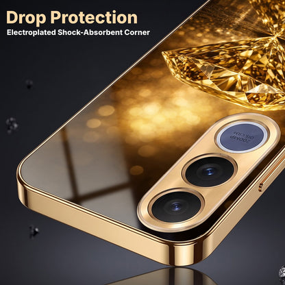 Vivo V70 FE 5G Golden Diamond Gold Electroplated Glass Phone Back Case