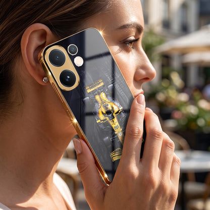 Vivo T4 Pro 5G F1 Racing Car Gold Electroplated Glass Phone Back Case