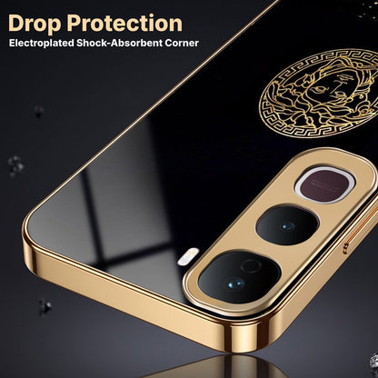 Vivo Y400 Pro 5G Medusa Head Gold Electroplated Glass Phone Back Case