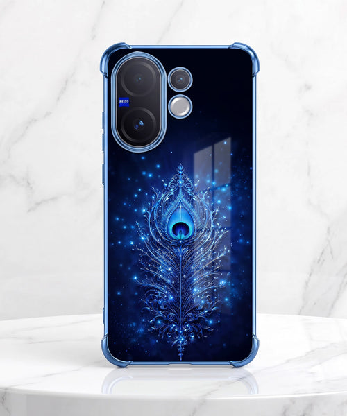 Vivo V60 5G Premium Peacock Feather Airbags Printed Back Case