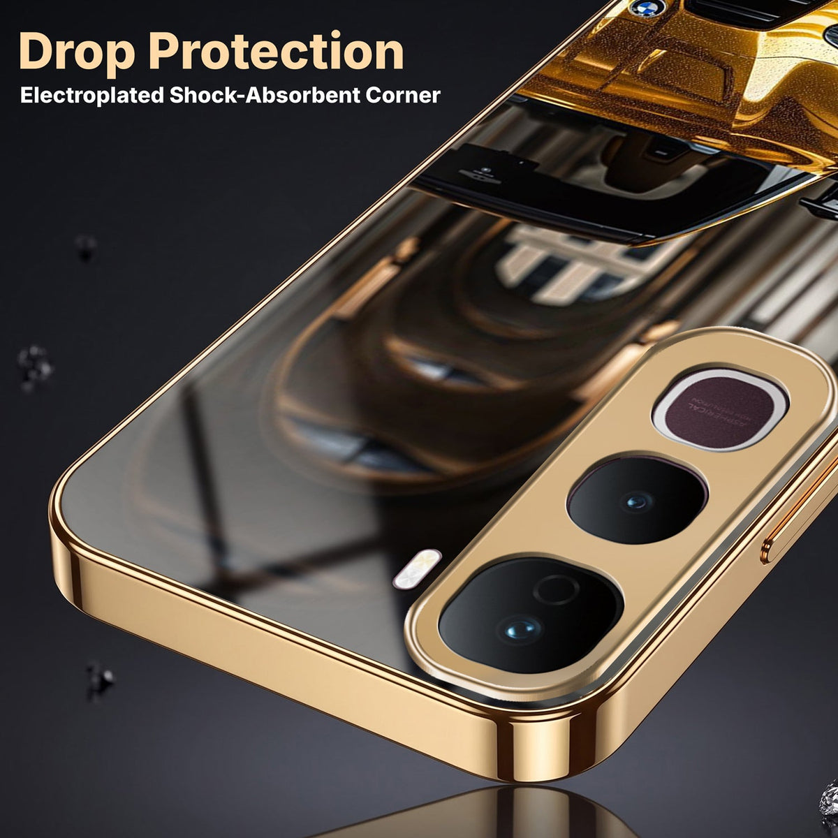 Vivo Y400 Pro 5G Golden BMW Gold Electroplated Glass Phone Back Case