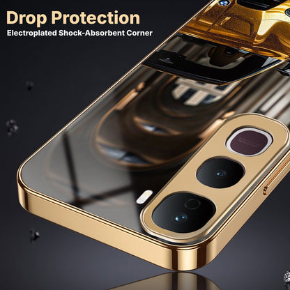 Vivo Y400 Pro 5G Golden BMW Gold Electroplated Glass Phone Back Case