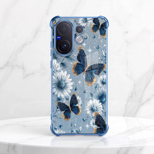Vivo V60 5G Blue Butterfly Floral Airbags Printed Back Case