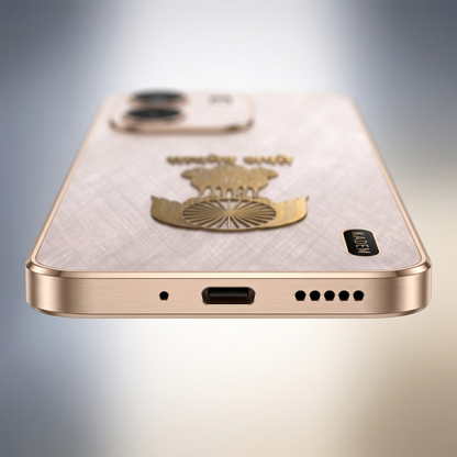 Oppo K14 5G Satyamev Jayate 3D Electroplated Frame Gold Thread Pattern Hard Back Case