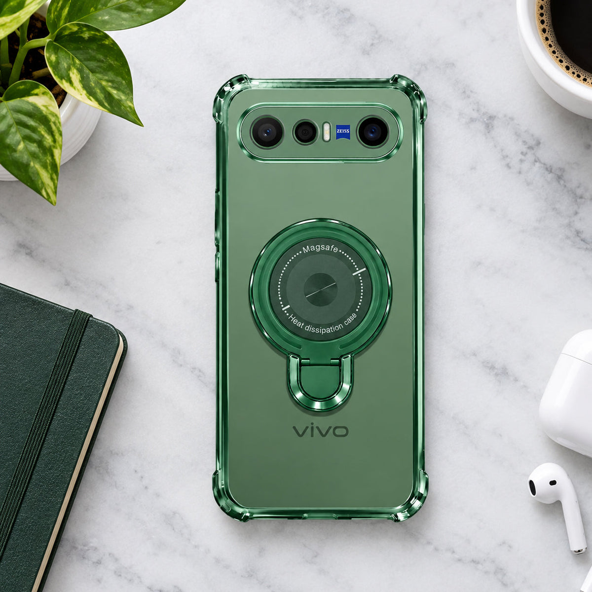 Vivo X300 FE 5G Luxury Four Corner Invincible Bracket Ring Stand Case