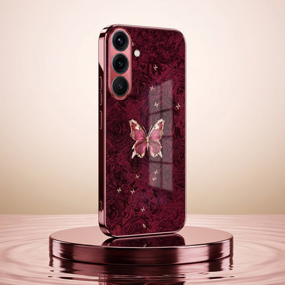 Samsung Galaxy A36 5G Butterfly Burgundy Electroplated Glass Back Case