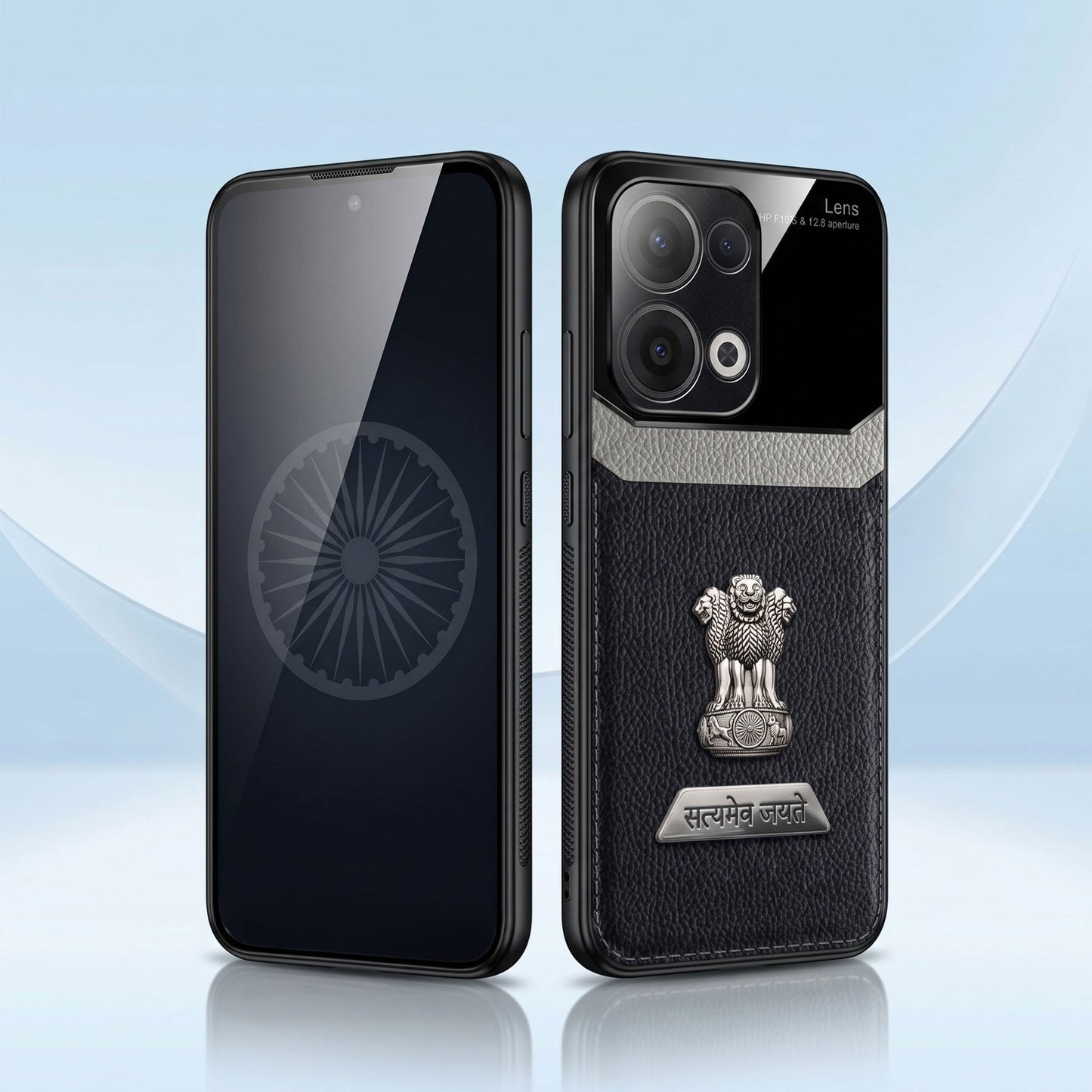 Oppo Reno 13 5G Satyamev Jayate 2-in-1 Emblem Leather Lens Protective Back Case