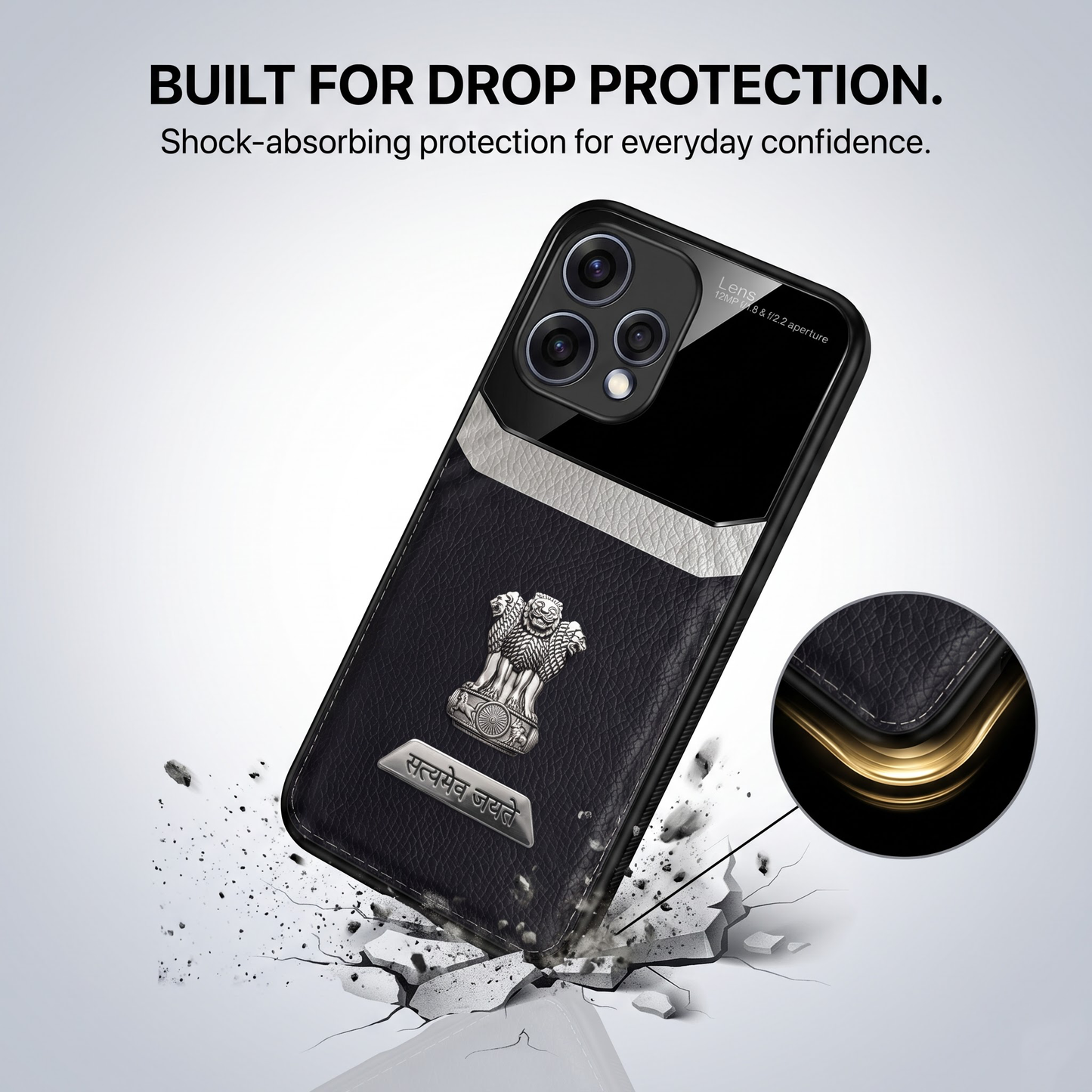 Oppo Reno 15 5G Satyamev Jayate 2-in-1 Emblem Leather Lens Protective Back Case