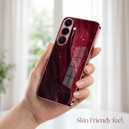 Samsung Galaxy A56 5G Marble Burgundy Electroplated Glass Back Case