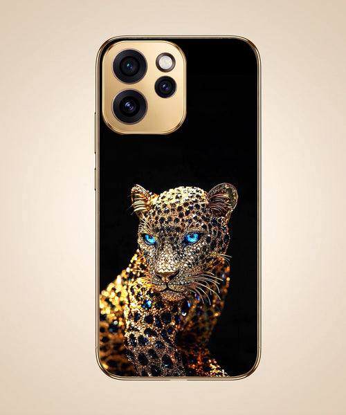Oppo Reno 15 Pro Mini 5G Panther Gold Electroplated Glass Phone Back Case
