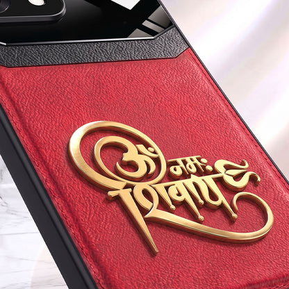 Oppo Reno 14 5G Om Namah Shivay 3D Gold Metal Leather Back Case