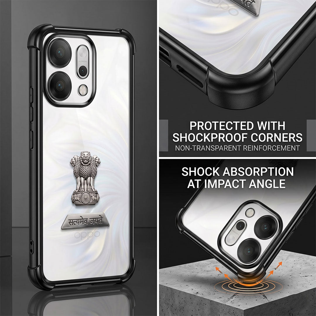 Oppo Reno 14 5G Satyamev Jayate 2-in-1 Emblem Transparent Shockproof Airbag Case