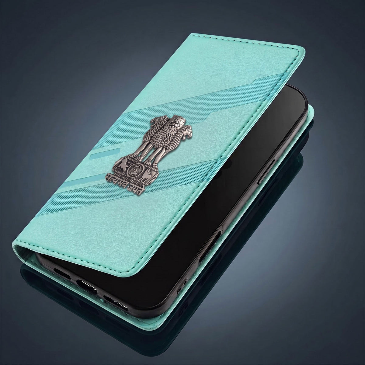 Samsung Galaxy A36 5G Satyamev Jayate 3D Emblem Magnetic Flip Wallet Case