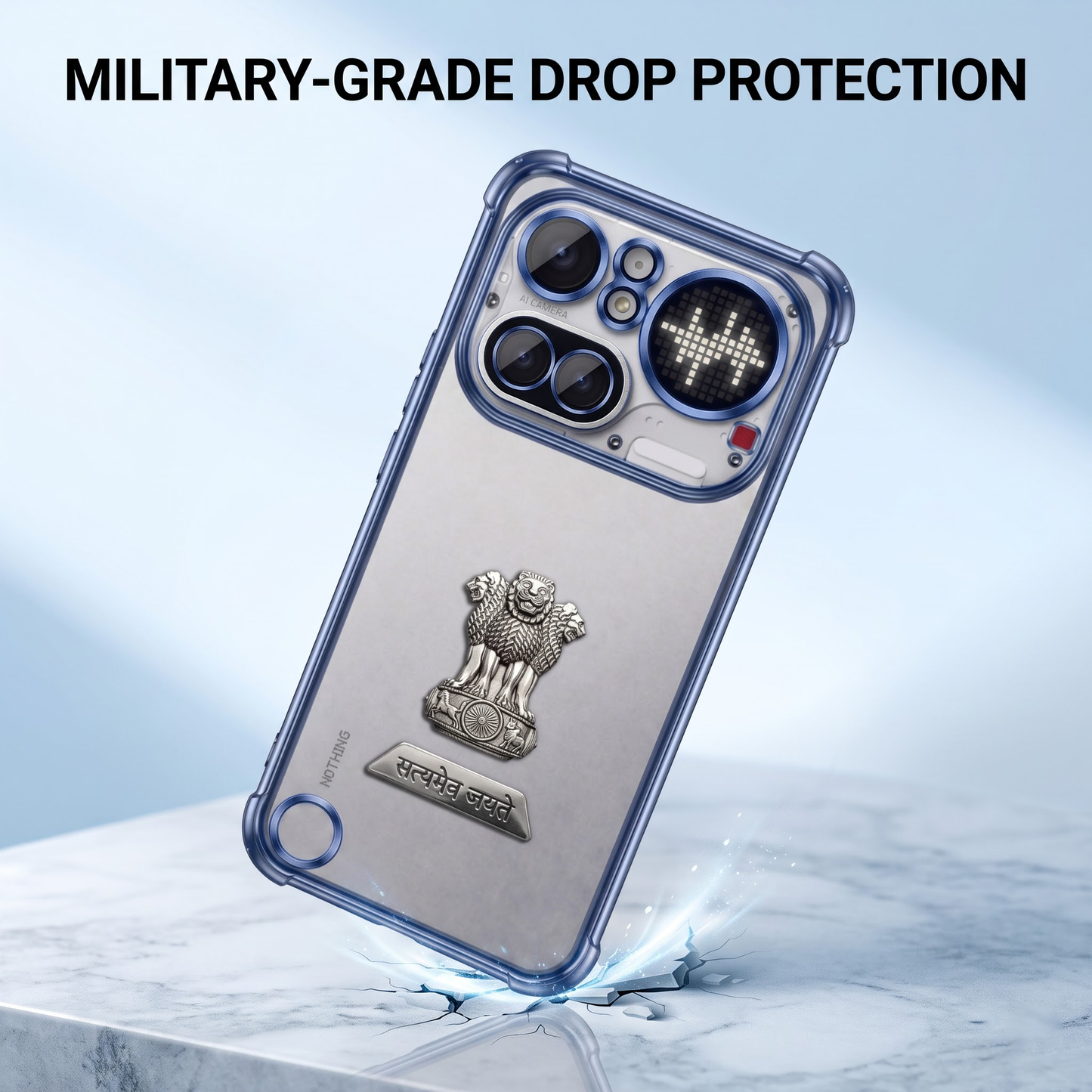 Nothing Phone 4a Pro 5G Satyamev Jayate 2-in-1 Emblem Transparent Shockproof Airbag Case