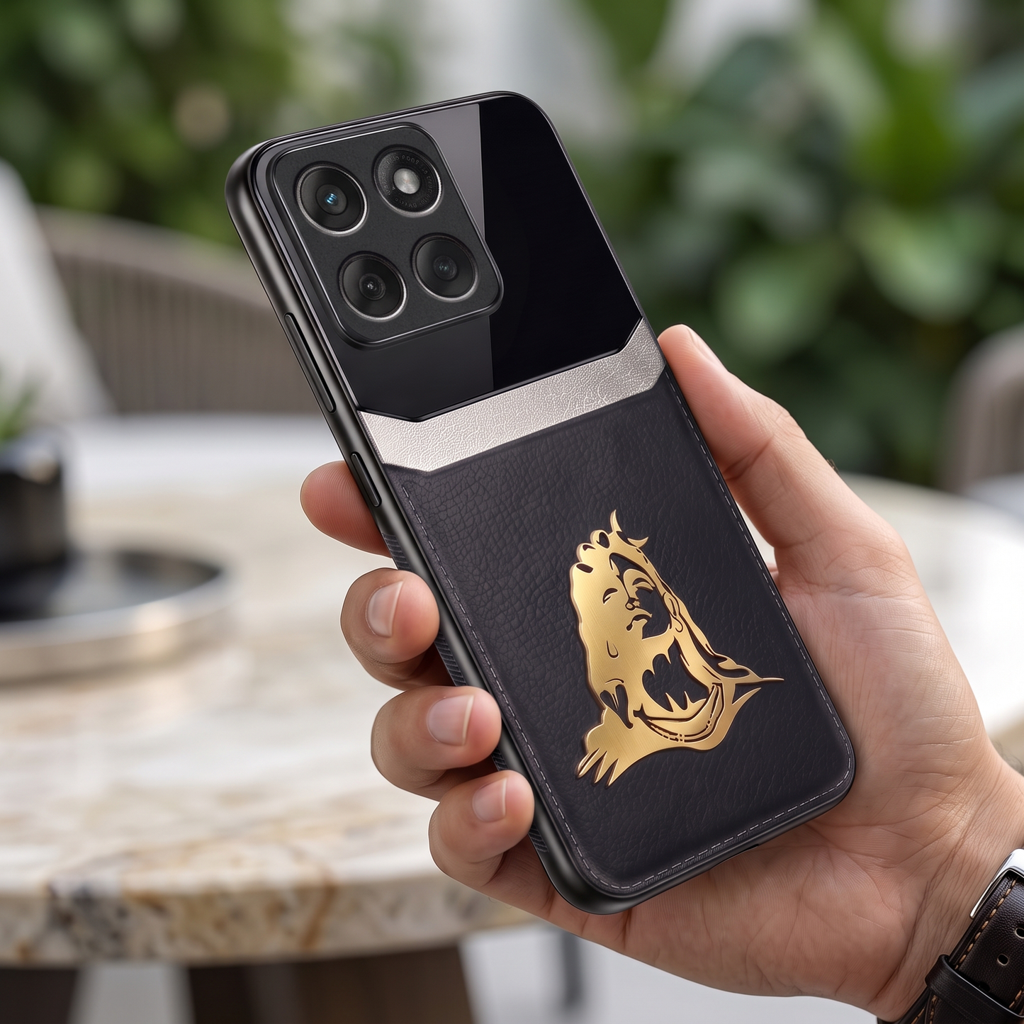 Motorola Edge 60 Fusion 5G Mahadev 3D Gold Metal Leather Back Case