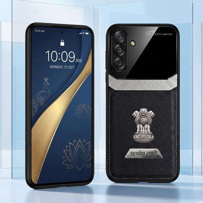 Samsung Galaxy A34 5G Satyamev Jayate 2-in-1 Emblem Leather Lens Protective Back Case