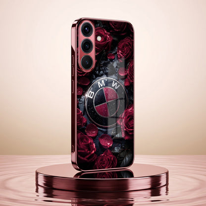 Samsung Galaxy A56 5G BMW Logo Burgundy Electroplated Glass Back Case
