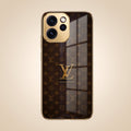 Oppo Reno 15 Pro Mini 5G LV Brown Monogram Gold Electroplated Glass Phone Back Case