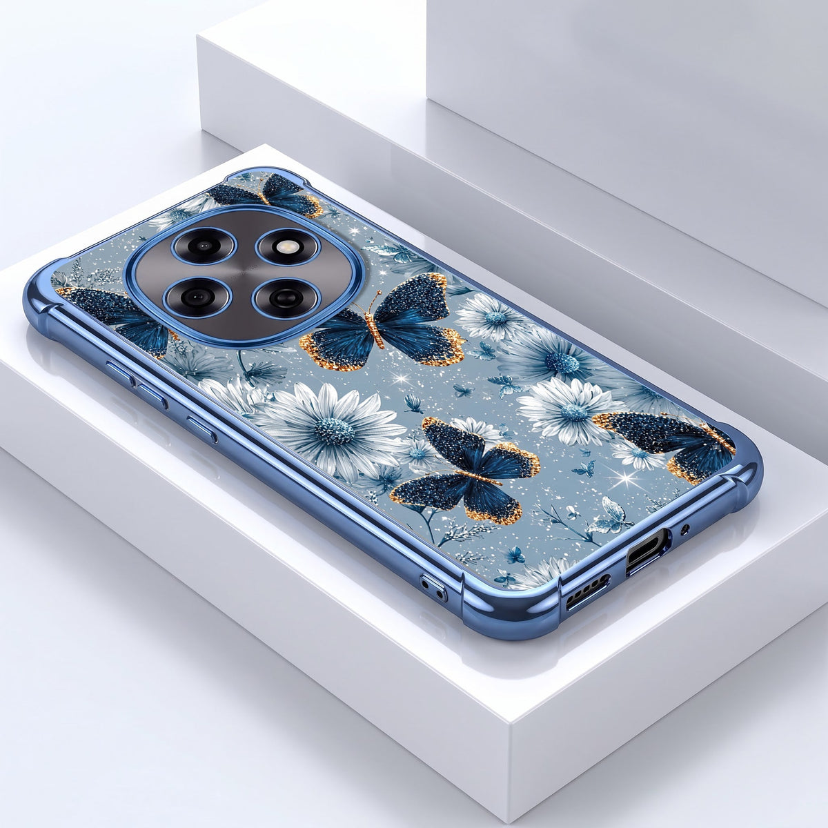 Oppo F31 Pro 5G Blue Butterfly Floral Airbags Printed Back Case