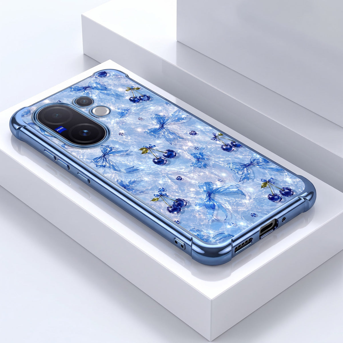 Vivo V60 5G Blue Cherry Airbags Printed Back Case