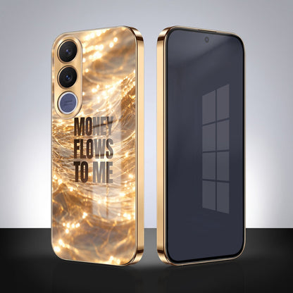 Vivo V70 FE 5G Money Flows To Me Gold Electroplated Glass Phone Back Case