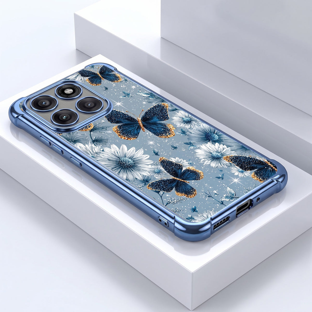 Motorola Edge 60 Pro 5G Blue Butterfly Floral Airbags Printed Back Case