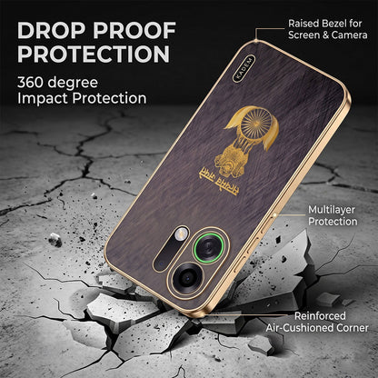 Oppo K13 Turbo 5G Satyamev Jayate 3D Electroplated Frame Gold Thread Pattern Hard Back Case