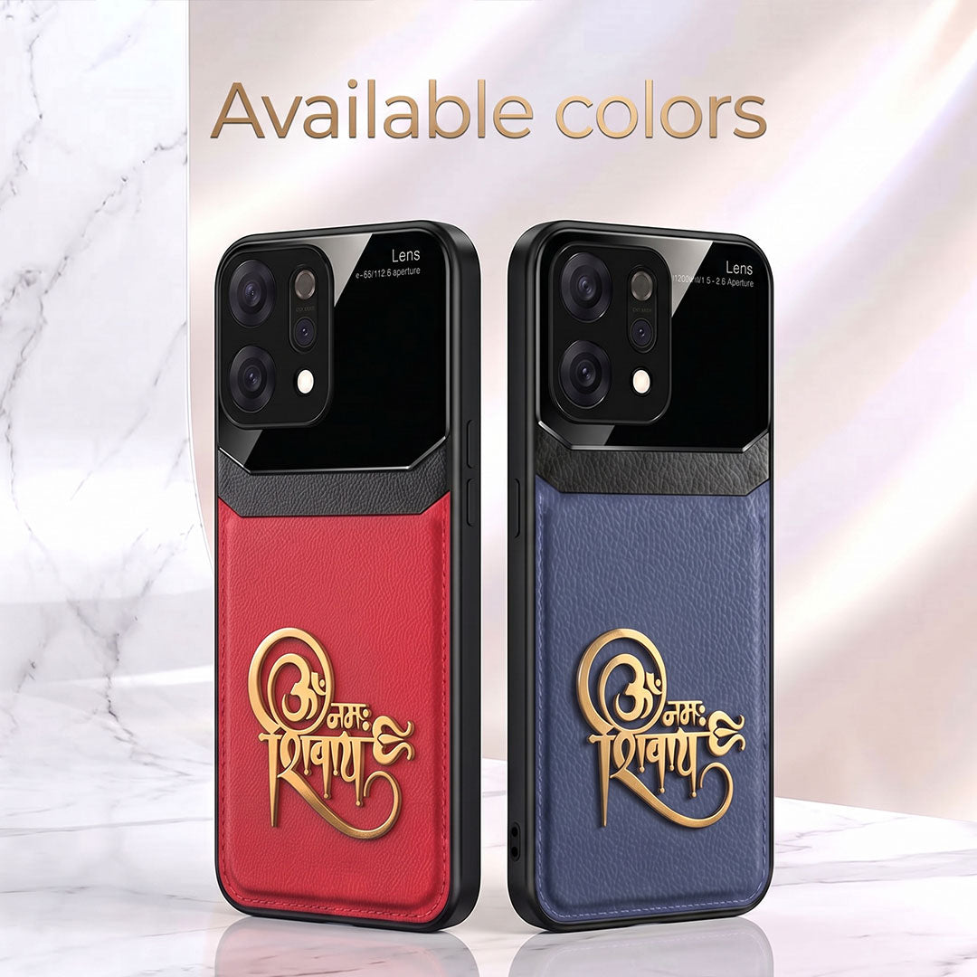 Oppo Reno 14 5G Om Namah Shivay 3D Gold Metal Leather Back Case