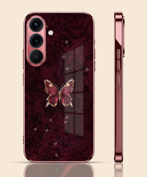 Samsung Galaxy A36 5G Butterfly Burgundy Electroplated Glass Back Case