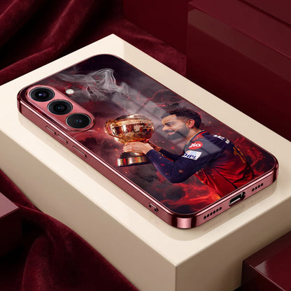 Samsung Galaxy A56 5G Virat Kohli Burgundy Electroplated Glass Back Case