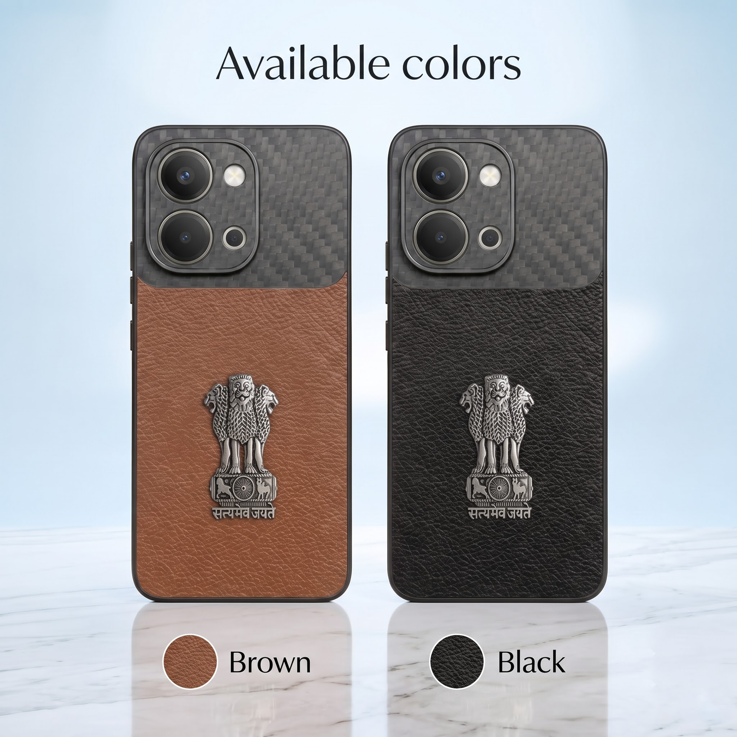 Vivo T5x 5G  Satyamev Jayate Carbon Fiber Leather Hybrid Phone Case