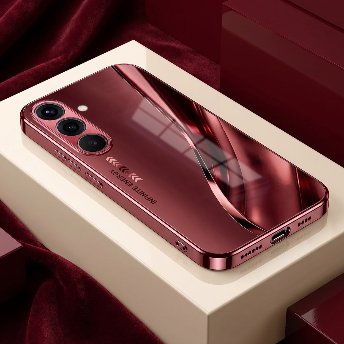 Samsung Galaxy A56 5G Infinity Energy Burgundy Electroplated Glass Back Case