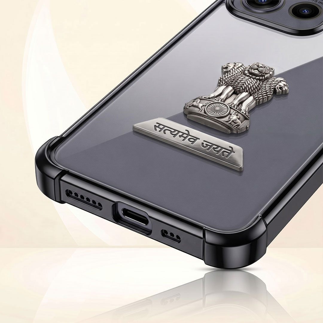 Motorola Edge 50 5G Satyamev Jayate 2-in-1 Emblem Transparent Shockproof Airbag Case