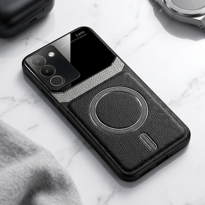 Vivo Y200 5G Premium Magsafe Magnetic Leather Lens Protective Case