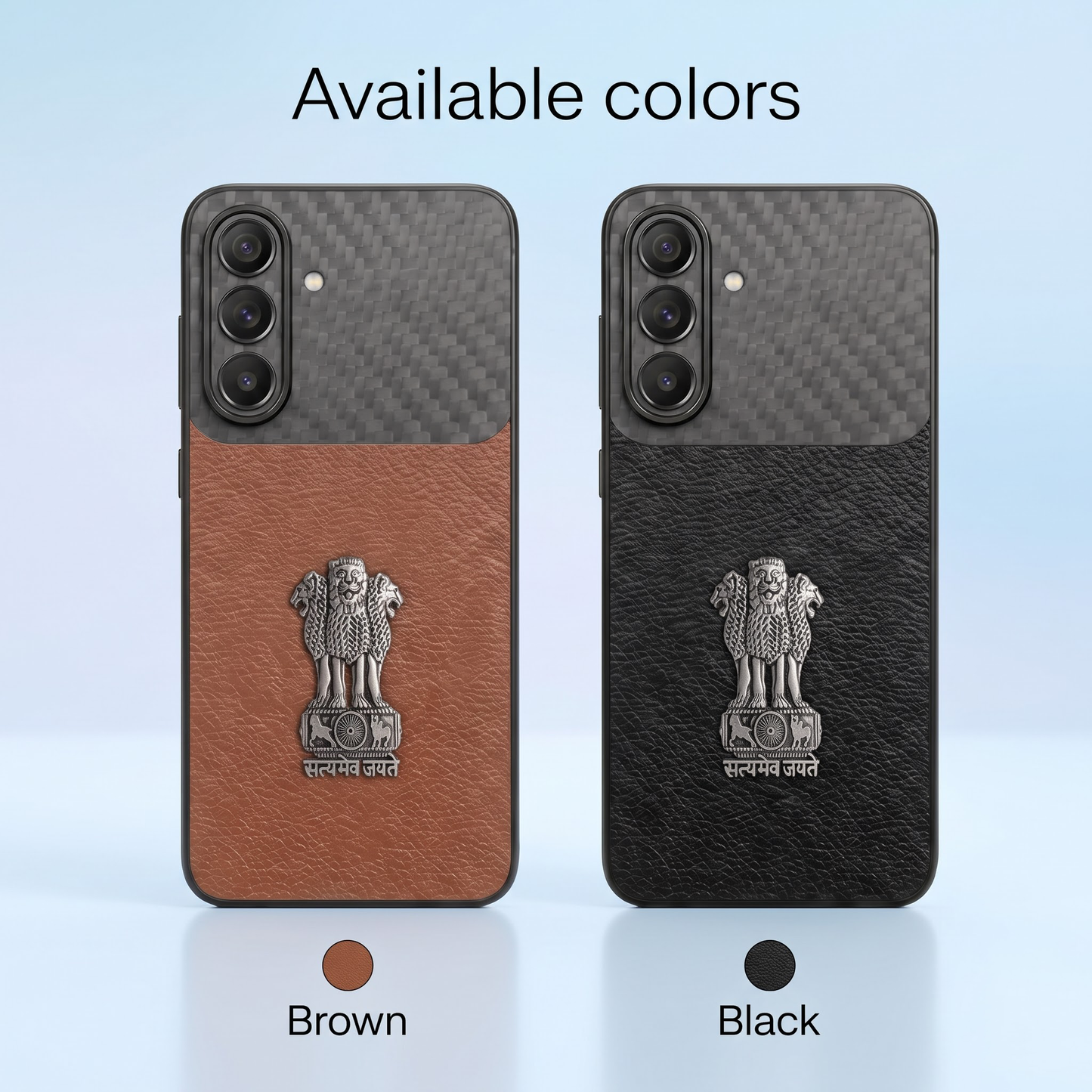 Samsung Galaxy A57 5G Satyamev Jayate Carbon Fiber Leather Hybrid Phone Case