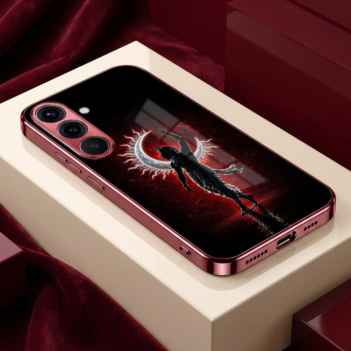 Samsung Galaxy A56 5G Crimson Divine Burgundy Electroplated Glass Back Case