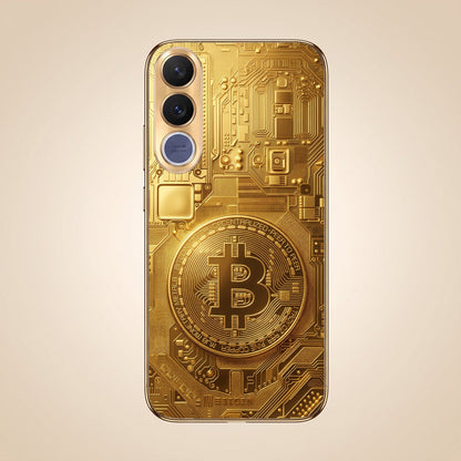 Vivo V70 FE 5G Bitcoin Gold Electroplated Glass Phone Back Case