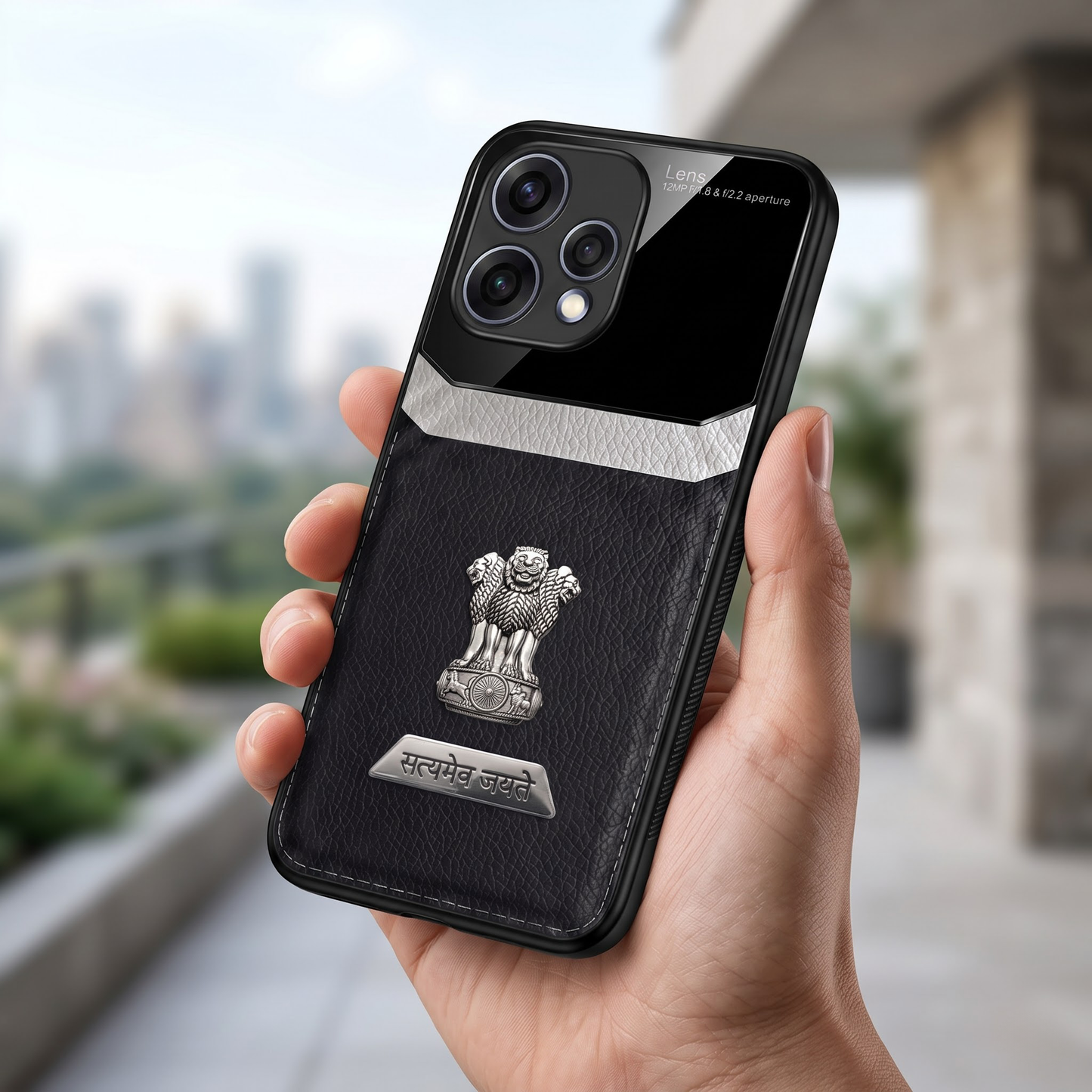 Oppo Reno 15 5G Satyamev Jayate 2-in-1 Emblem Leather Lens Protective Back Case