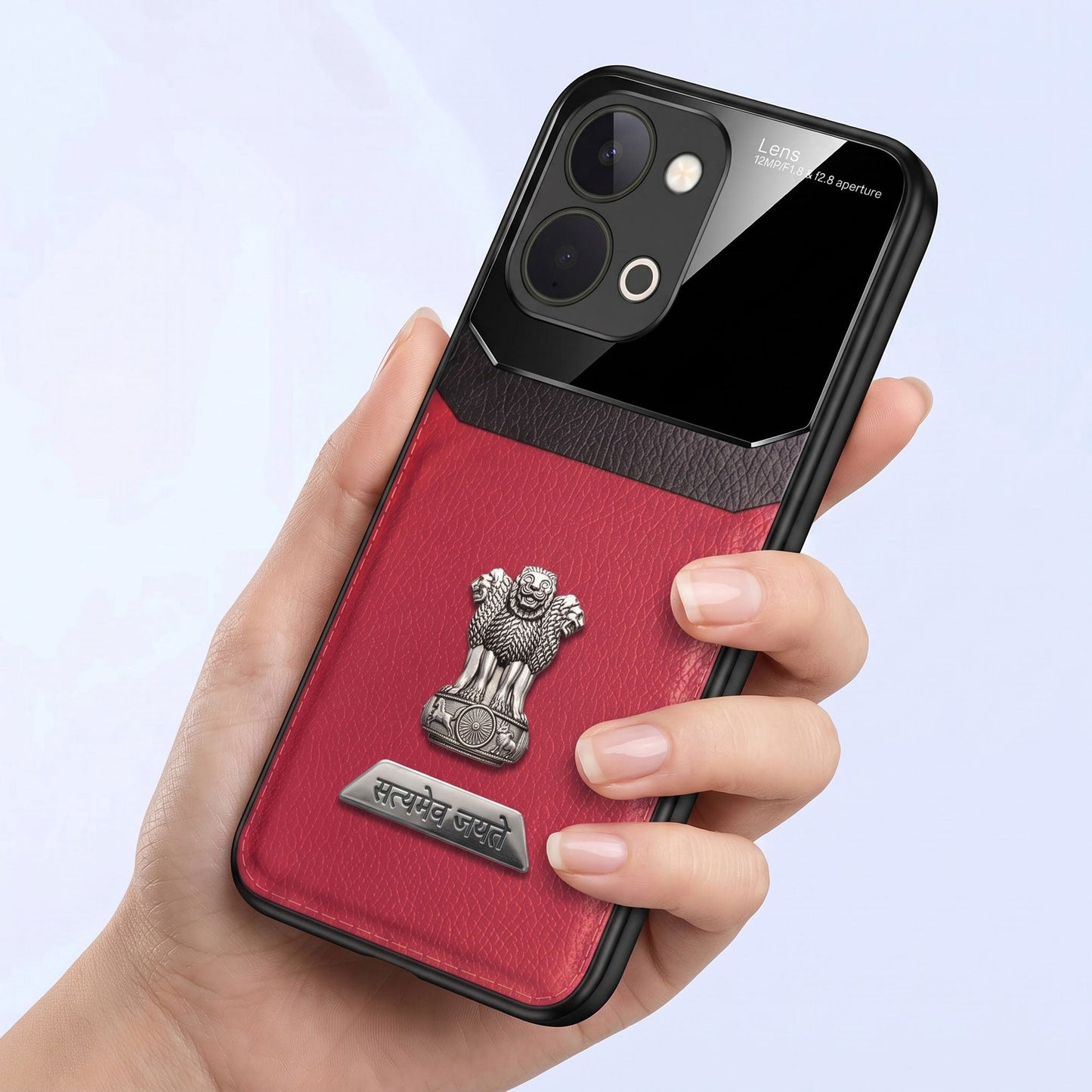 Vivo T5x 5G Satyamev Jayate 2-in-1 Emblem Leather Lens Protective Back Case