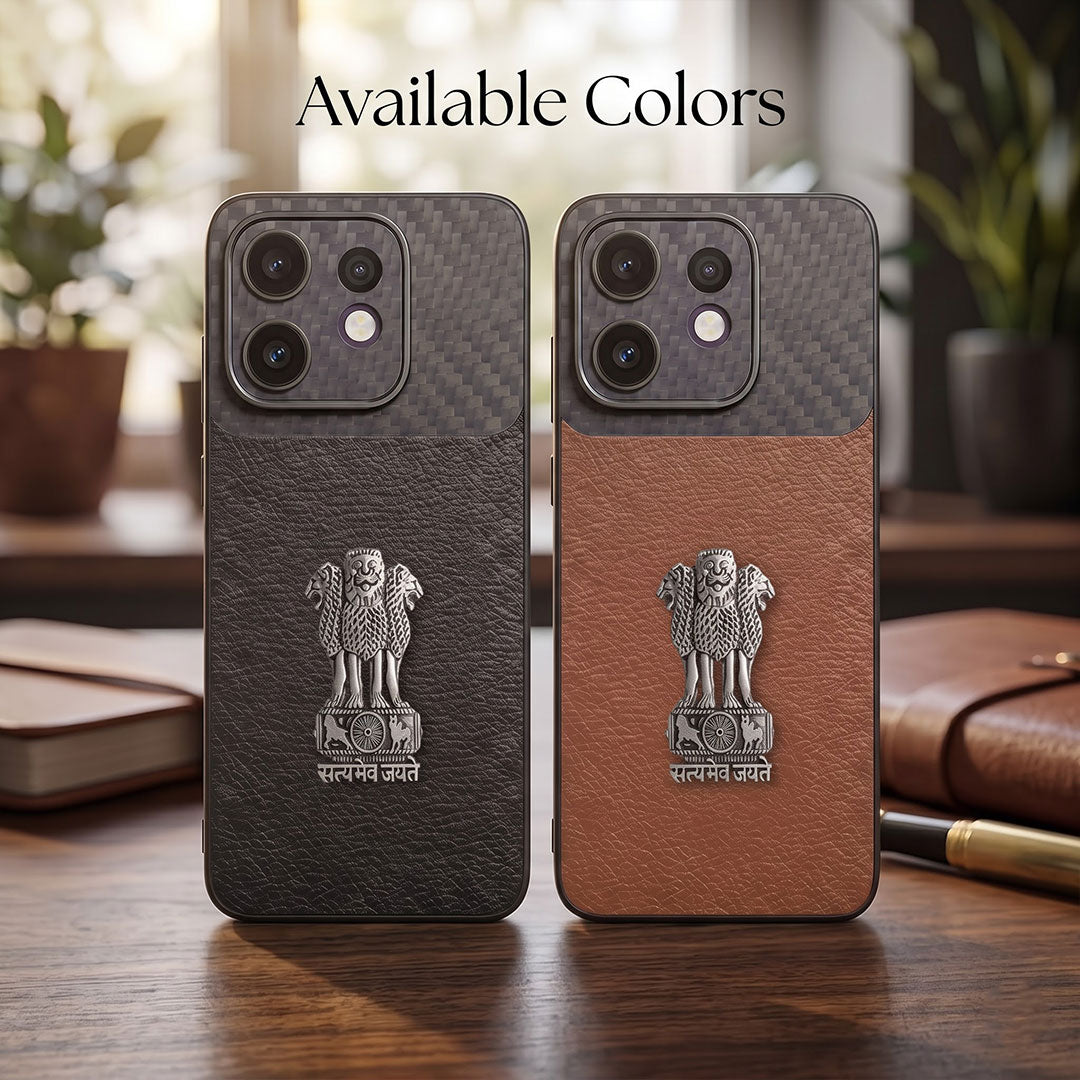 Oppo Reno 16 5G Satyamev Jayate Carbon Fiber Leather Hybrid Phone Case