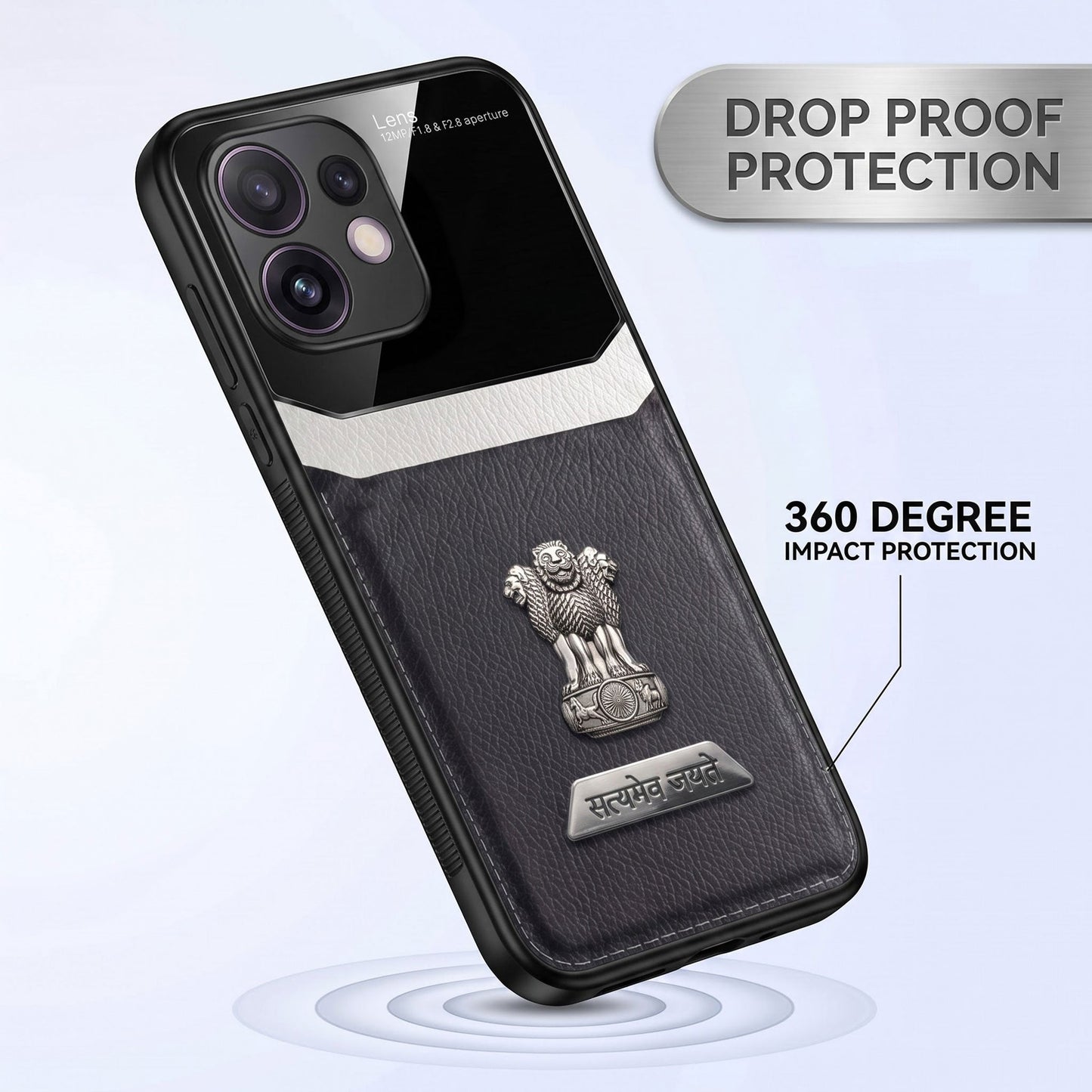 Oppo Reno 16 5G Satyamev Jayate 2-in-1 Emblem Leather Lens Protective Back Case