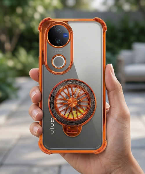Vivo V50 5G Stress Buster Wheel Rotating Airbag Cosmic Orange Case
