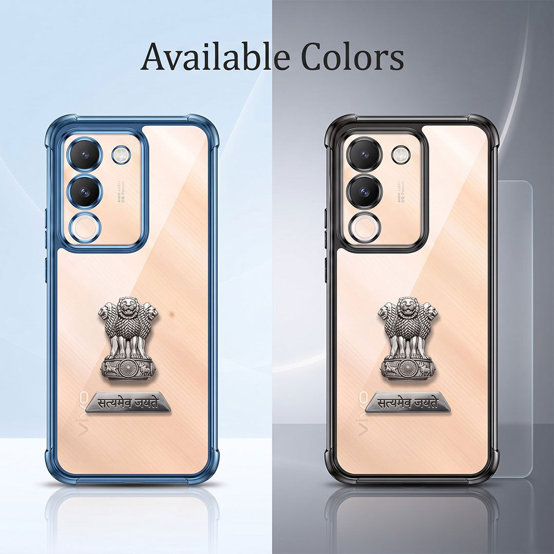 Vivo Y200 5G Satyamev Jayate 2-in-1 Emblem Transparent Shockproof Airbag Case