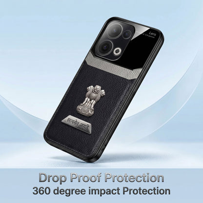 Oppo Reno 13 5G Satyamev Jayate 2-in-1 Emblem Leather Lens Protective Back Case