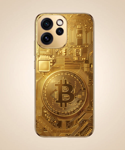 Oppo Reno 15 Pro Mini 5G Bitcoin Gold Electroplated Glass Phone Back Case