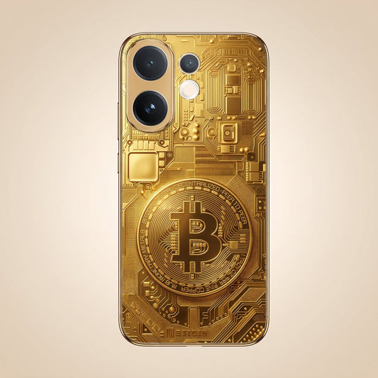 Vivo V60e 5G Bitcoin Gold Electroplated Glass Phone Back Case
