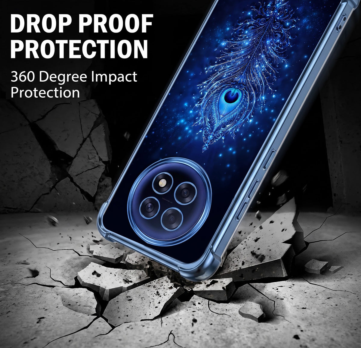 Oppo F31 Pro+ 5G Premium Peacock Feather Airbags Printed Back Case